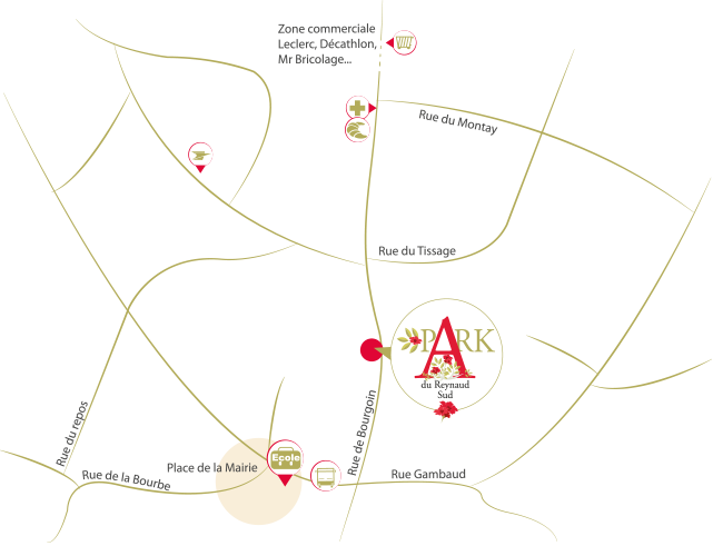 park-du-reynaud-sud-plan Park du Reynaud Sud, situation géographique.